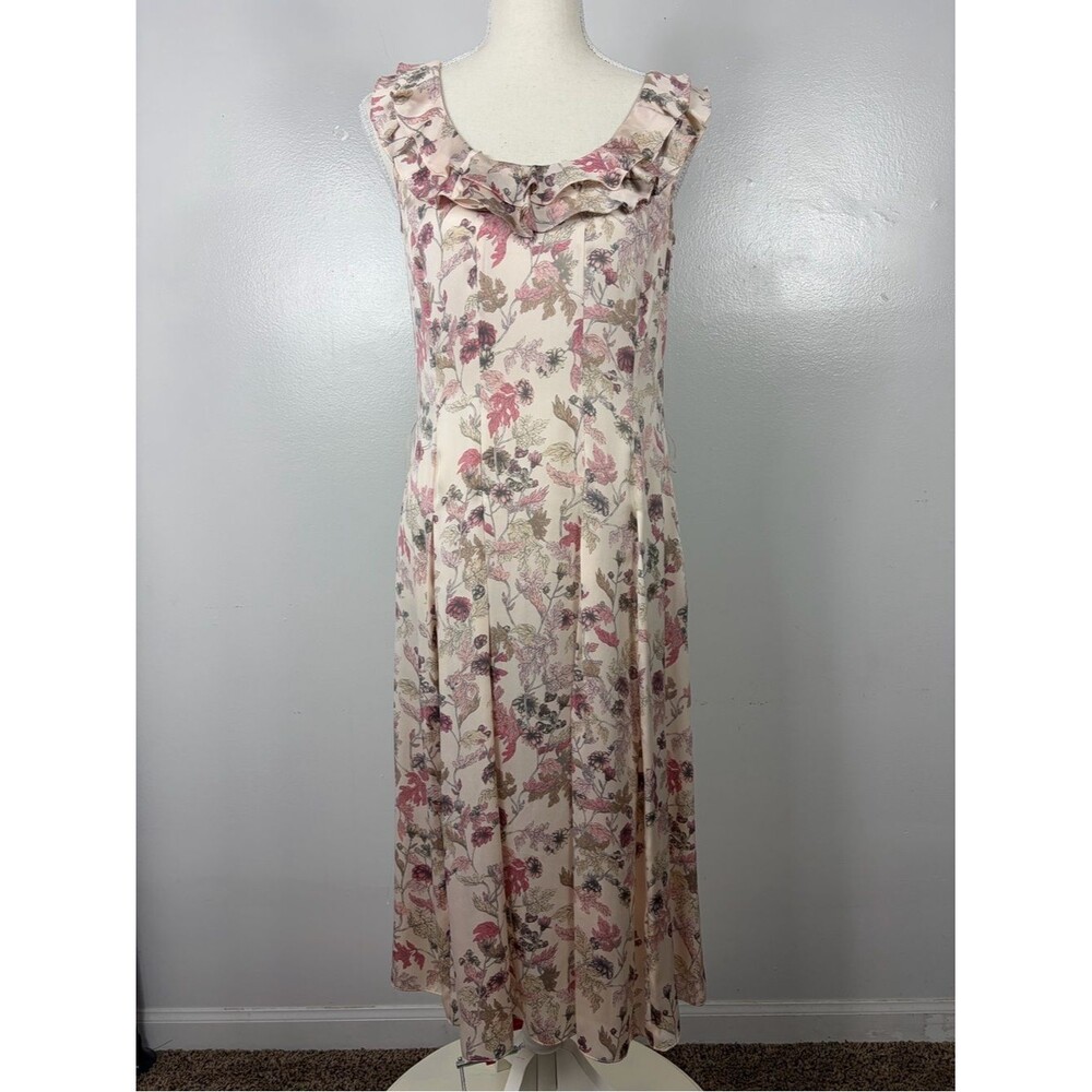 Brooks Brothers Silk Floral Ruffle Neck Sleeveless dress - sz S